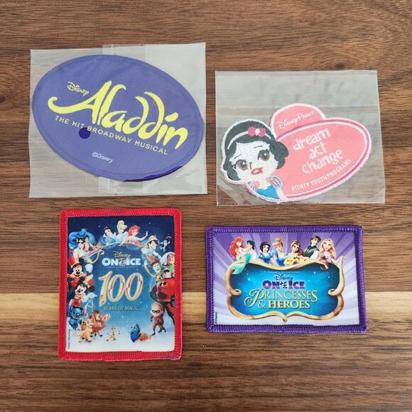 Disney On Ice Patch Mixed Lot of 4 Princess Aladdin Broadway Musical Snow White - Picture 1 of 6